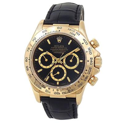 Pre-Owned Rolex Daytona Chronograph Automatic Mens Watch 16518 BKSL, Yellow Gold-tone Case Black Dial (black, arb3475)