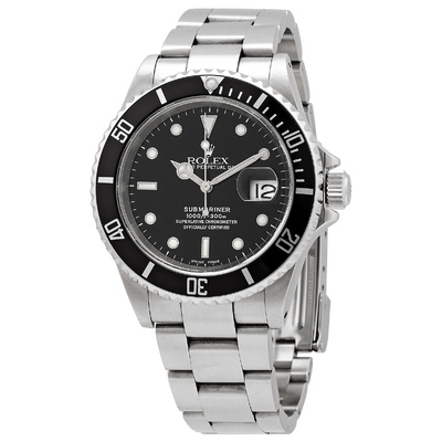 Pre-owned Rolex Submariner 16610-BKSO Black Dial Mens Automatic Chronometer (black, arb22170)