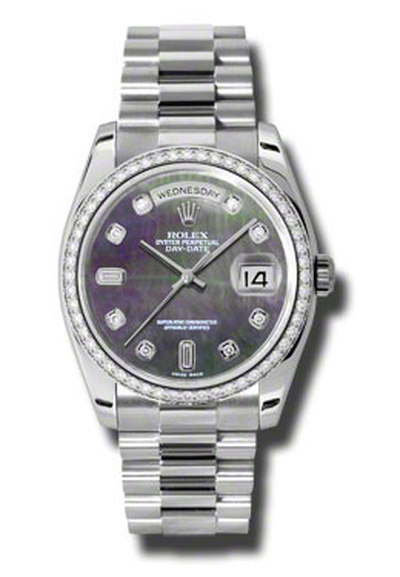 Rolex Day-Date Platinum President Automatic Diamond Mother Of Pearl Dial Watch 118346BKMDP (black, arb7477)