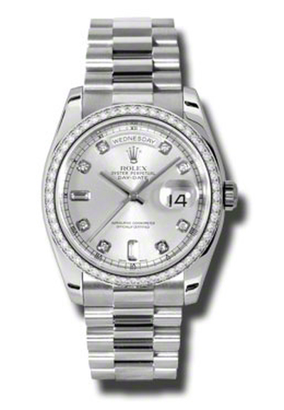 Rolex Day-Date 118346SDP Automatic Ladies Silver Dial Diamond Watch (arb7479)