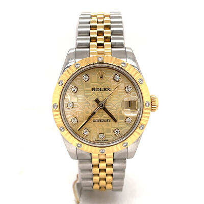 Pre-owned Rolex Datejust Ladies Automatic Chronometer Diamond Dial 178313cjdj (beige, arb3470)