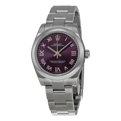 Pre-owned Rolex Oyster Perpetual 31mm Puple Dial Ladies Watch Model 177200PURO (arb3471)