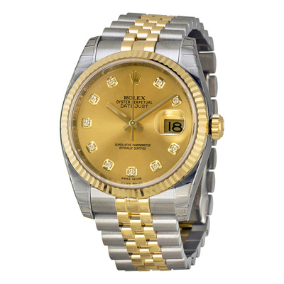 Pre-owned Rolex Datejust 36 Mens Automatic Chronometer Diamond Dial 116233-CDJ (beige, arb3508)
