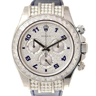 Rolex Cosmograph Daytona Diamond Dial, White Gold Case Set with 48 Diamonds Ref. Number 116599 Mens Watch (black, arb7686)