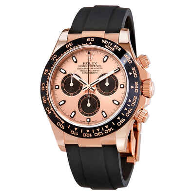Rolex Cosmograph Daytona 116515pbksr - Everose Gold Case, Pink & Black Dial, Mens Chronograph Oysterflex Watch (black, arb7417)