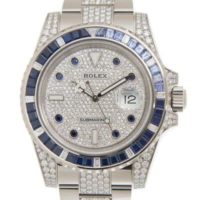 Rolex Submariner 116659SABR Diamond Silver-tone Dial Mens Automatic Chronometer Dive Watch in White Gold (blue, arb7688)