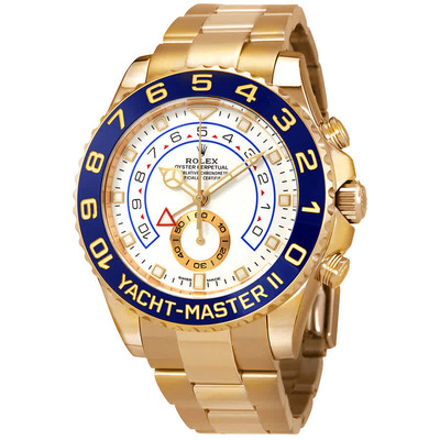 Rolex Yacht-Master II Automatic White Dial Mens 18kt Yellow Gold Oyster Watch Reference: 116688-0002 (blue, arb7692)