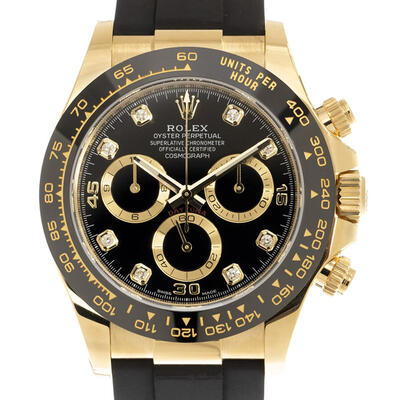 Pre Owned Rolex Cosmograph Daytona Chronograph Diamond Black Dial Unisex Watch 116518BKDR (black, arb21705)