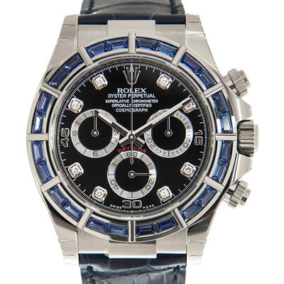 Rolex Cosmograph Daytona Chronometer Automatic Diamond Blue Dial Mens Watch Ref 116589DBLSACI (black, arb7437)