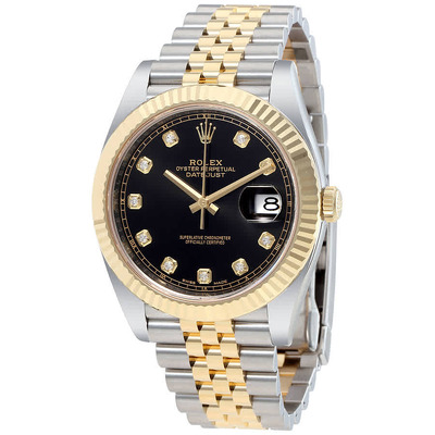 Rolex Datejust 41 Black Diamond Dial Steel and Yellow Gold Jubilee Mens Watch 12633BKDJ M126333-0006 (black, arb5723)