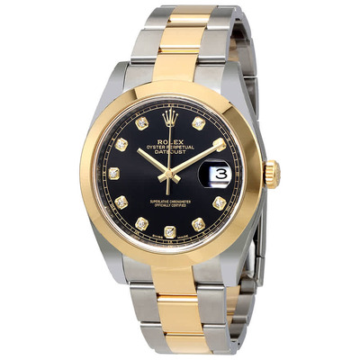 Rolex Datejust Black Diamond Dial Steel and Yellow Gold Oyster Mens Watch 126303BKDO (black, arb3644)