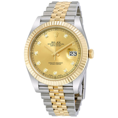 Rolex Datejust 41 - Steel, Yellow Gold Jubilee Bracelet, Champagne Dial with Diamonds and Roman Numerals, Automatic Movement Calibre 3235 126333CDJ (beige, arb5727)