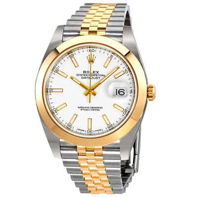 Rolex Datejust 41 Mens White Dial Steel Yellow Gold Jubilee Watch Ref. 126303WSJ M126303-0016 (arb3655)