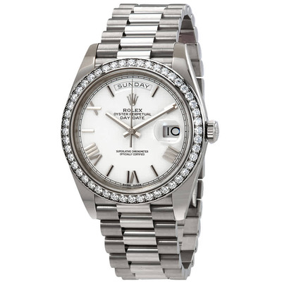 Rolex Day-Date 40 Mens Automatic Diamond White Dial Watch - Article: 228349WRP (arb6631)