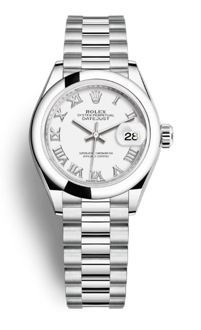 Rolex 279166WRP Lady Datejust White Dial Platinum President Watch (arb7352)