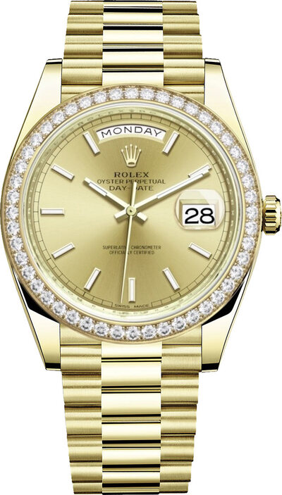 Rolex Day-Date 40 - Yellow Gold & Diamond President Watch Ref.228348csp (beige, arb5869)
