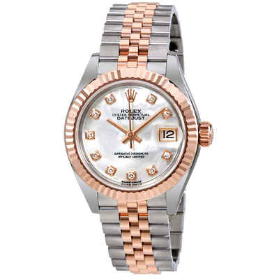 Rolex Lady Datejust Mother of Pearl Diamond Steel and 18K Everose Gold Jubilee Watch - Ref: 279171MDJ M279171-0013 (arb7360)