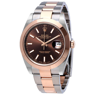 Rolex Datejust 41 Mens Watch Chocolate Brown Dial Steel and 18K Rose Gold Oyster Bracelet m126301-0001 (brown, arb3636)