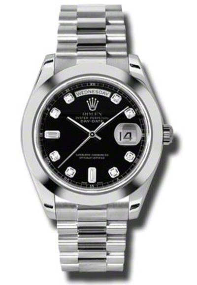 Rolex Day-Date II Black Dial Platinum President Mens Watch 218206bkdp (black, arb4186)