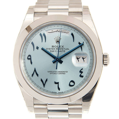 Rolex President Automatic Chronometer M228206-0025, Platinum Case & Bracelet, Blue Arabic Dial with Date and Day Display (blue, arb4198)