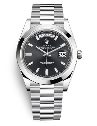 Rolex Day Date 40mm Black Diamond Dial Platinum President Watch Model 228206BKDP (black, arb4199)