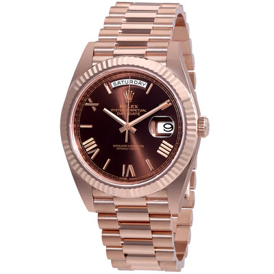 Rolex Day Date 40 President Automatic Mens Watch Chocolate Dial, Everose Gold Case and Bracelet - Item No: 228235CHRP (brown, arb4215)