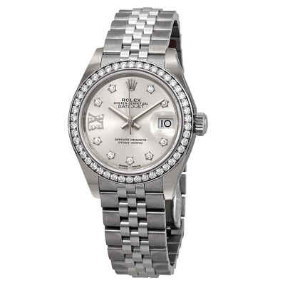 Rolex Lady Datejust Automatic Silver Roman Diamond Dial Ladies Jubilee Watch Model 279384SRDJ (arb7871)