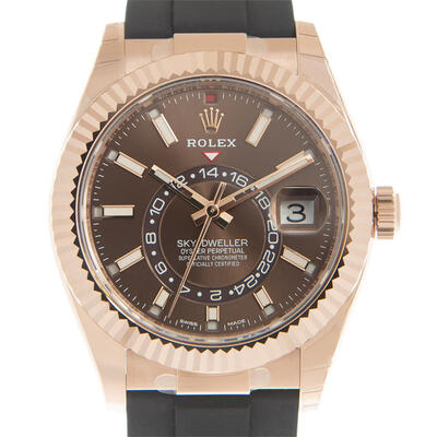 Rolex Sky-Dweller Automatic Chronometer 18kt Rose Gold Chocolate Dial Mens Watch, Item M326235-0005 326235CHSR (black, arb7882)