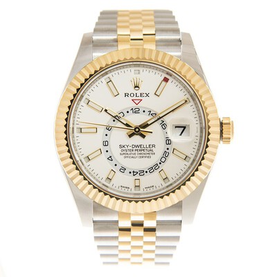 Pre-owned Rolex Oyster Perpetual Sky-Dweller 326933wsj Mens Automatic Chronometer GMT White Dial (arb20685)