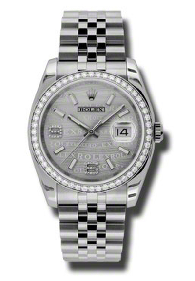 Rolex Oyster Perpetual Datejust 36 Silver Wave Dial Stainless Steel Jubilee Bracelet Automatic Ladies Watch - Ref. 116244SWSDAJ (blue, arb3612)