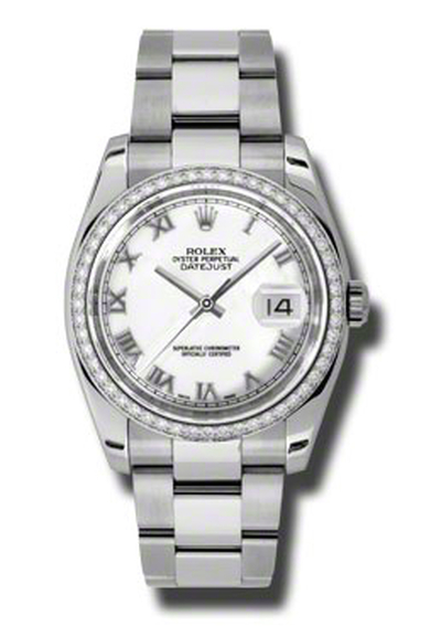 Rolex Oyster Perpetual Datejust 36 White Dial in Stainless Steel and Diamond-Set 18K White Gold Bezel 116244WRO (arb3615)