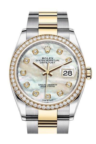 Rolex Datejust 36 Mother of Pearl Diamond Dial Mens Steel and Yellow Gold (Ref: 126283mdo) (arb6107)