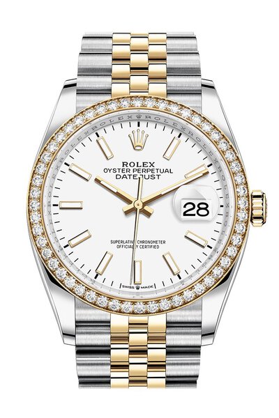 Rolex Datejust 36 White Dial Mens Steel and Yellow Gold Jubilee Watch 126283WSJ (arb7525)