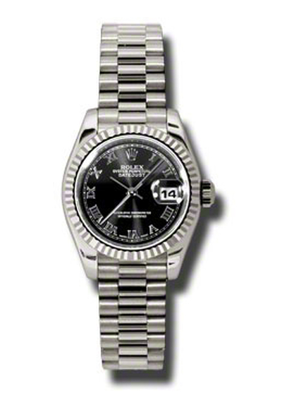Rolex Lady Datejust 179170BKRP Elegant Black Dial Automatic Watch in White Gold 179179BKRP (black, arb7589)