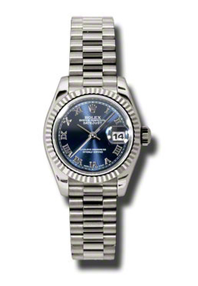 Rolex Lady-Datejust 26 Black Dial, 18K White Gold President Automatic Ladies Watch (Reference: 179179BLRP) (black, arb7592)