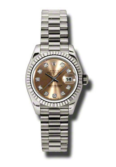 Rolex Lady-Datejust 26 Pink Dial 18K White Gold President Automatic Ladies Watch - 179179pdp (blue, arb7595)