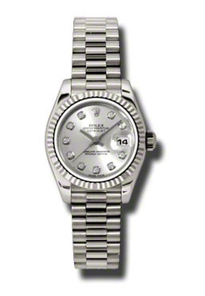 Rolex Lady Datejust Silver Dial White Gold Automatic - Ref. 179179SDP (arb7598)