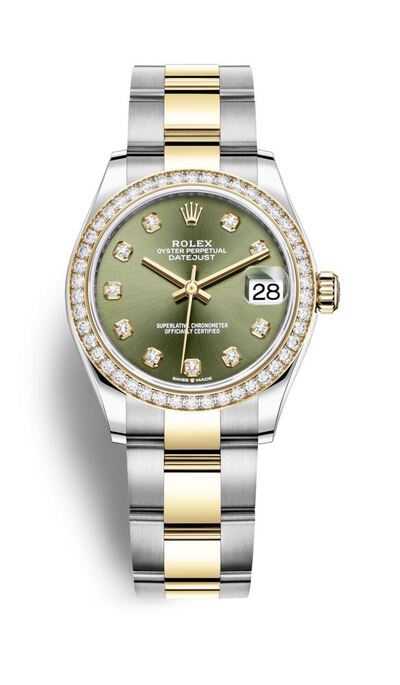 Rolex Datejust 31 Olive Green Diamond Dial Automatic Ladies Steel and Yellow Gold Oyster Watch 278383GNDO (arb7027)