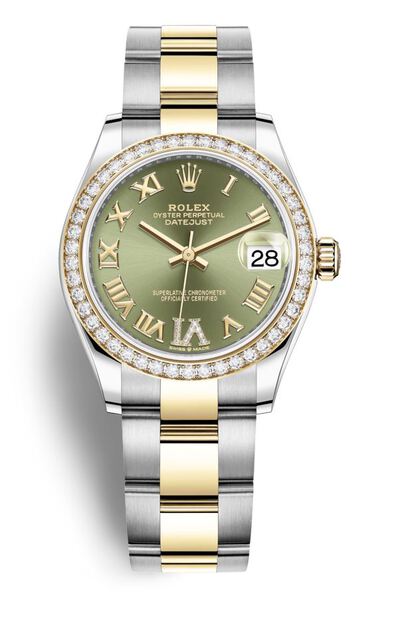 Rolex Datejust 31 Green Diamond Dial Ladies Steel and Yellow Gold Oyster Watch Ref. 278383GNRDO (arb7029)