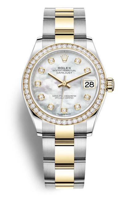 Rolex Datejust 31 Mother of Pearl Diamond Dial Automatic Ladies Steel and Yellow Gold Oyster Watch 278383MDO (arb7034)