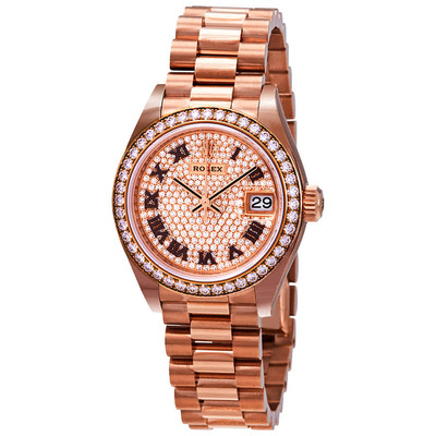 Rolex Lady Datejust 28mm Everose Gold Predident Bracelet Watch, Article: 279135DRP (beige, arb7042)