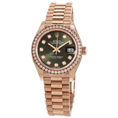 Rolex Lady-Datejust Automatic Diamond Green Dial Ladies Watch 279135GNDP M279135RBR-0014 (arb7043)