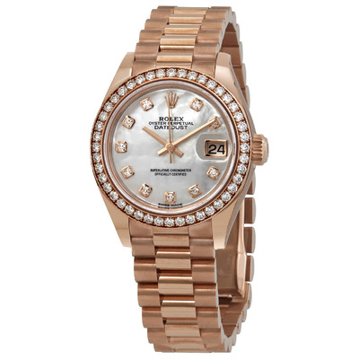 Rolex Lady-Datejust 18kt Everose Gold Mother of Pearl Diamond Dial Automatic Ladies Watch Reference 279135MDP M279135RBR-0010 (arb7044)
