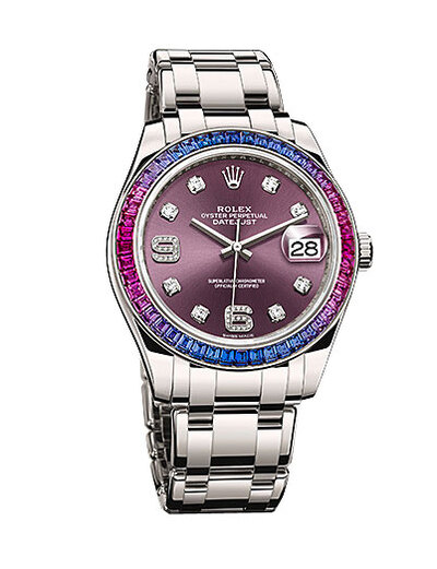 Rolex Datejust Red 'Grape' Diamond Dial in 18K White Gold Automatic Mens Watch Model: 86349PUDPM (arb7923)