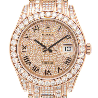 Rolex Pearlmaster 39 Mens - 18kt Everose Gold Diamond Pave Dial Watch (Ref: 86405pavepm) (arb4652)