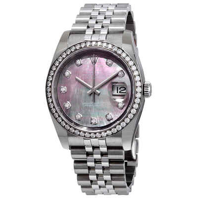 Rolex Oyster Perpetual Datejust 36 Black Mother of Pearl Dial Stainless Steel Jubilee Bracelet Automatic Mens Watch Model: 116244bmdj (black, arb3594)
