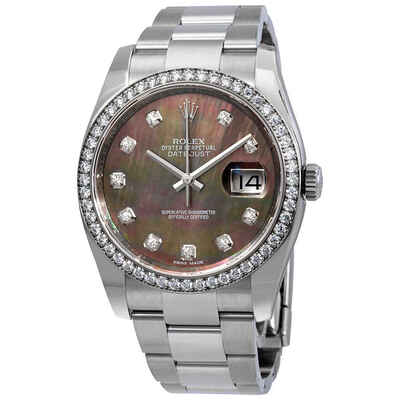 Rolex Datejust 116244BMDO, Ladies' Automatic Analog Watch with Diamond Dial and Pearl Insert (black, arb3595)