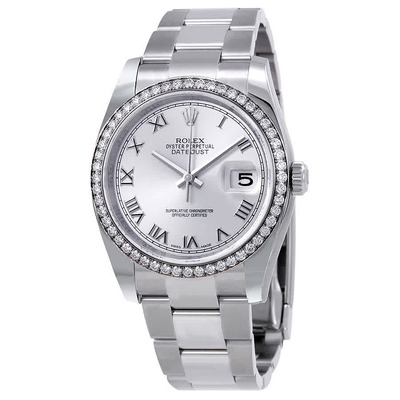 Rolex Datejust 116244SRO - Silver Dial, Stainless Steel with Diamond Bezel (arb3609)