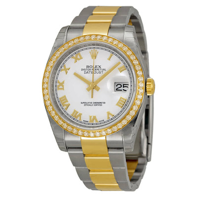 Rolex Oyster Perpetual Datejust 36 White Dial Stainless Steel and Yellow Gold Bracelet 116243WRO (arb6541)