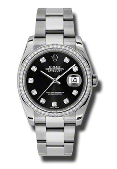Rolex Oyster Perpetual Datejust 36 Black Dial Stainless Steel Bracelet Automatic Ladies Watch (Ref:116244BKDO) (black, arb6545)
